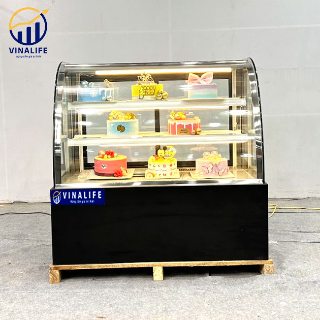 Tủ Trưng Bày Bánh Kem Kính Cong 3 Tầng 120cm