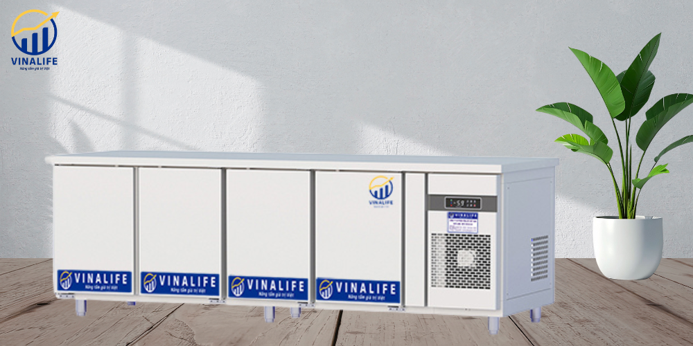 Tủ Bàn Lạnh Quạt Gió Cánh Inox 2,25m