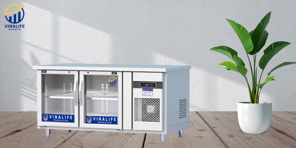 Tủ Bàn Lạnh 1.2m Cánh Kính Quạt Gió