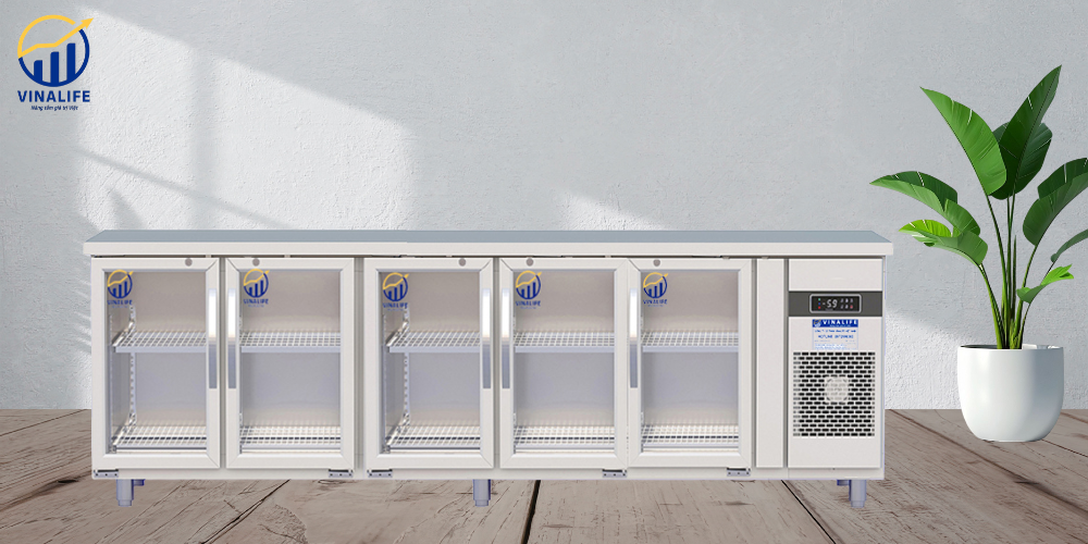 Tủ Bàn Lạnh 5 Cánh Kính