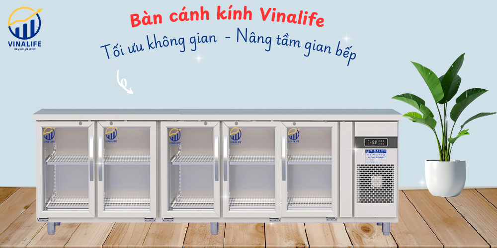 Tủ Bàn Lạnh 5 Cánh Kính