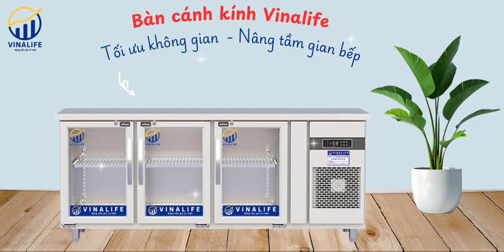 Tủ Bàn Lạnh 1.8 Cánh Kính Quạt Gió