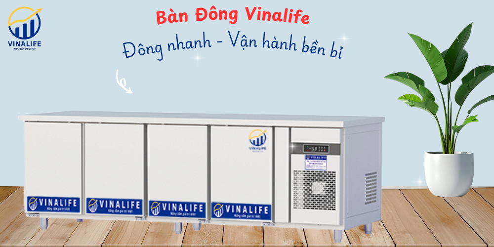 Tủ Bàn Lạnh Quạt Gió Cánh Inox 2,25m